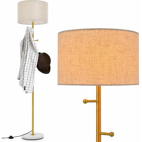 Modern Floor Lamp with Coat Rack Freestanding Lamp W/ 5 Hooks & Foot Switch E27