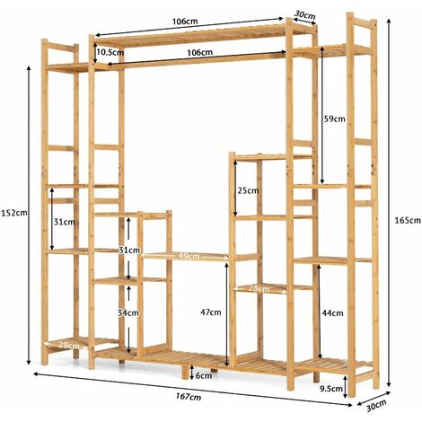 9-Tier Bamboo Plant Holder Stand Plant Shelf Storage Organizer Display Rack