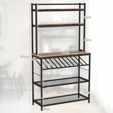 6-Tier Kitchen Baker Rack Industrial Storage Shelf Microwave Stand Freestanding