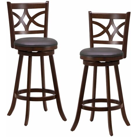 Set of 2 Bar Stools Counter Height Chair Pub 360 °Swiveling Upholstered Seat 29" (1/5)