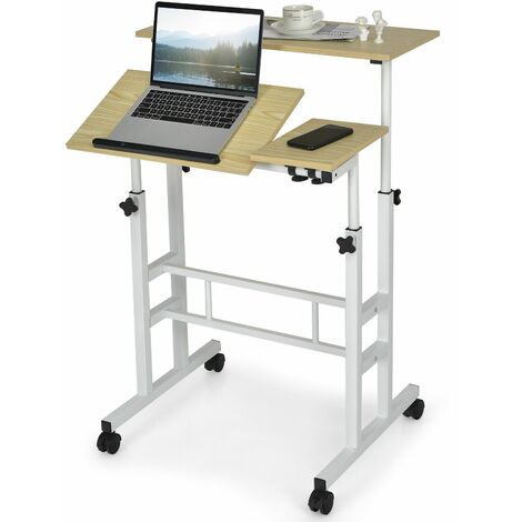 Mobile Standing Desk Laptop Computer Cart Portable Height Adjustable Workstation (1/5)