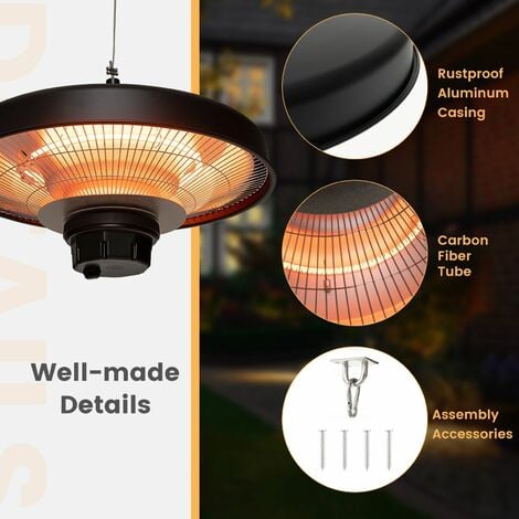 2000W Ceiling Patio Electric Heater Outdoor Hanging Patio Infrared Heater