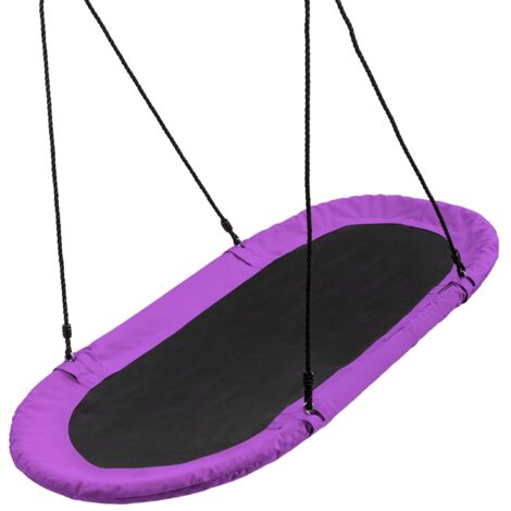 COSTWAY Oval Swing 60’’ Tree Swing with 40’’- 63’’ Adjustable Heights-Purple (1/5)