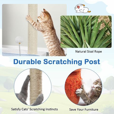 Ocean-themed Cat Tree 3-level Cat Tower Activity Center Sisal Scratching Posts