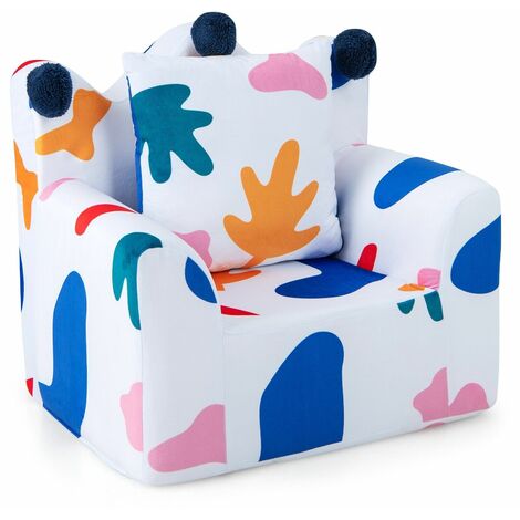 Kids Sofa Chair Foam Filled Armchair Toddler Upholstered Couch W/Padded Pillow