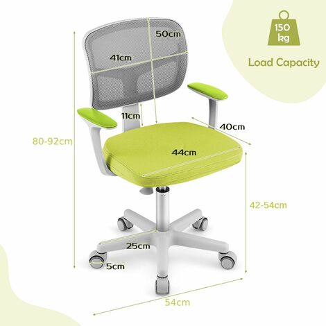 Kids Computer Desk Chair Low-Back Task Study Chairs Children Office Task Chair Green