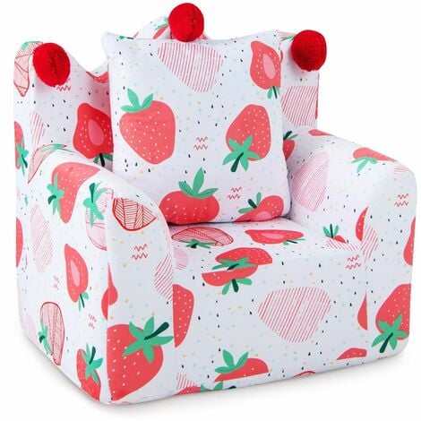 Kids Sofa Chair Foam Filled Armchair Toddler Upholstered Couch W Padded Pillow