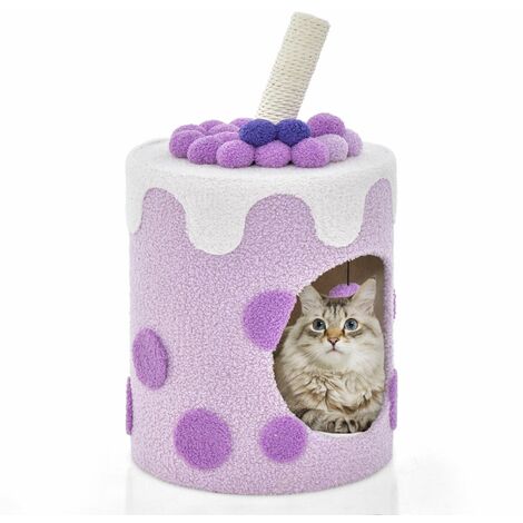 Bubble Tea Cat Tree Tower Cat Condo Furniture W/ Scratching Post Dangling Ball (1/5)
