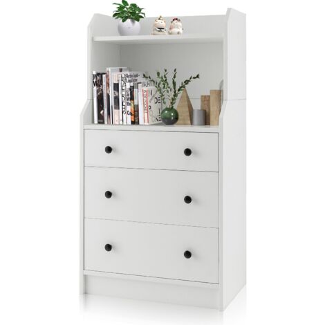 3-Drawer Dresser Utility Storage Organizer Modern Chest of Drawers with Shelves (1/5)