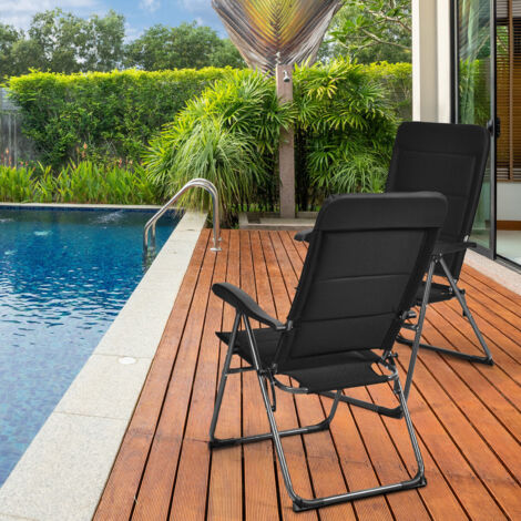 Pack Padded Patio Lounger Chair Patio Recliners Padded Folding - Main Image