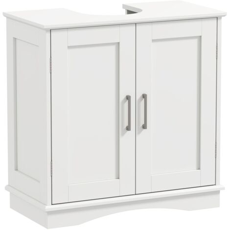 COSTWAY 60 cm Pedestal Sink Bathroom Vanity Cabinet Under Sink Cabinet-White