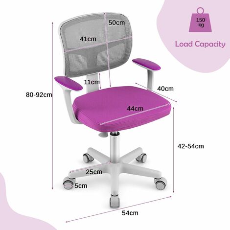 Kids Computer Desk Chair Low-Back Task Study Chairs Children Office Task Chair Purple
