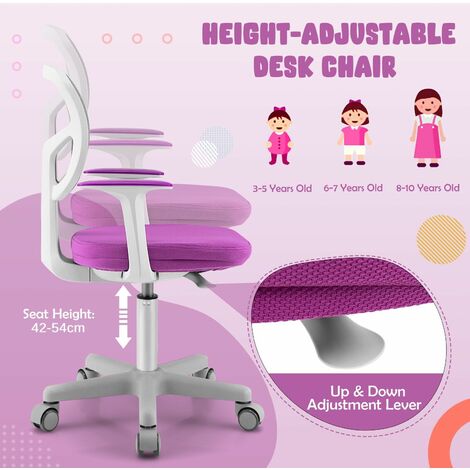 Kids Computer Desk Chair Low-Back Task Study Chairs Children Office Task Chair Purple