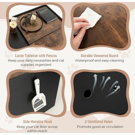 Large Cat Litter Box Enclosure Furniture Kitty Hidden Washroom Pull-out Drawer