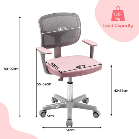 Kids Computer Desk Chair Low-Back Task Study Chairs Children Office Task Chair Pink