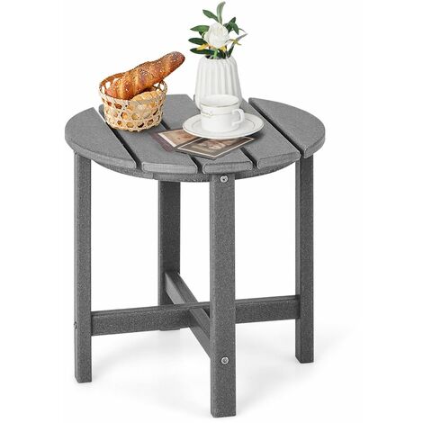 Side Table Solid Indoor Outdoor Garden Patio HDPE Adirondack Round End Table (1/5)