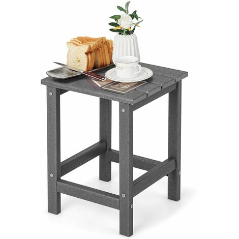 Side Table Solid Indoor Outdoor Garden Patio HDPE Adirondack Square End Table (1/5)