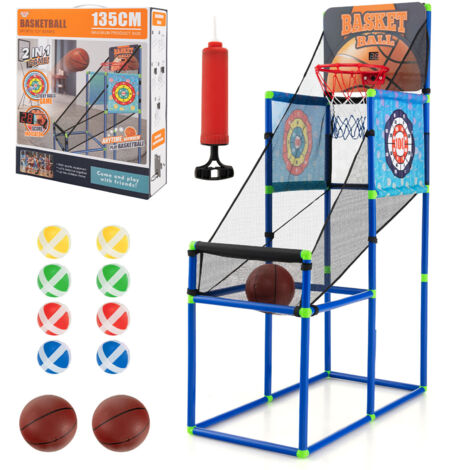 Kids Basketball Arcade Game 2-in-1 Indoor Outdoor Basketball & Sticky Balls Game