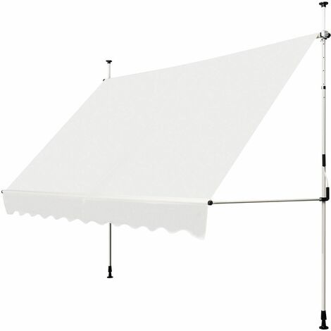 3.5M Telescopic Canopy Retractable Adjustable Clamp Awning Sun Shelter-Beige
