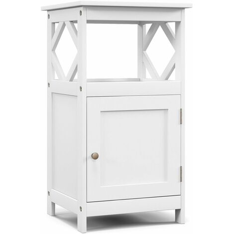 Bathroom Floor Cabinet Single Door Storage Organizer Cabinet W/ Open Compartment