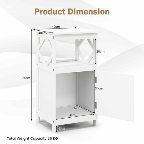 Bathroom Floor Cabinet Single Door Storage Organizer Cabinet W/ Open Compartment