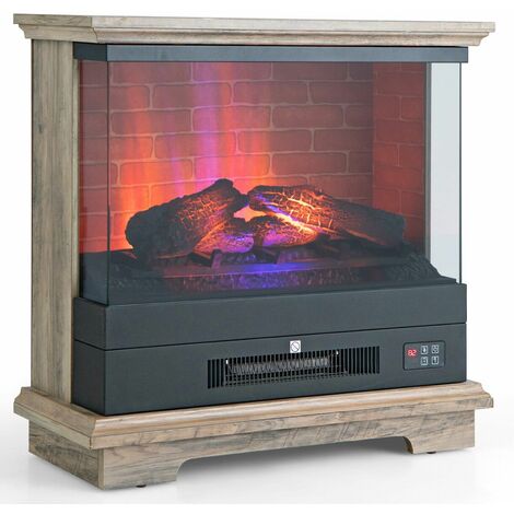 27"/68cm Electric 2000W Fireplace 3-Sided Fireplace Heater with 3-Level Flame