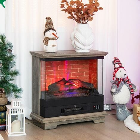 27"/68cm Electric 2000W Fireplace 3-Sided Fireplace Heater with 3-Level Flame