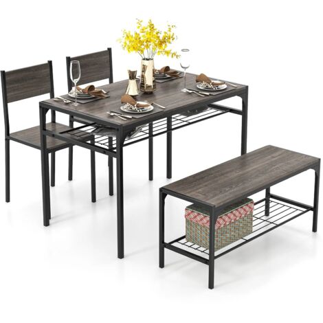 4-piece Dining Table Set Industrial Style Rectangular Kitchen Table with Chairs (1/5)