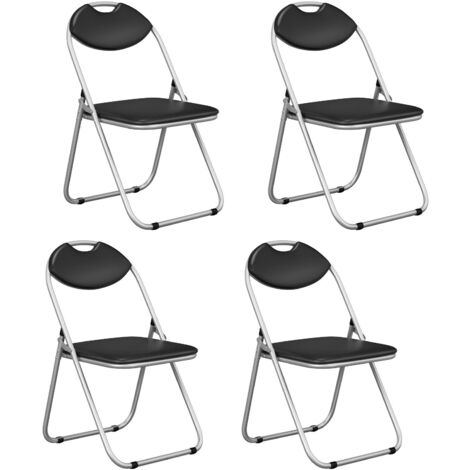 Set of 4 Folding Metal Chair Padded Kitchen Dining Seat U-shaped Guest Chair (1/5)