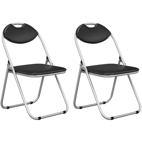 Set of 2 Folding Metal Chair Padded Kitchen Dining Seat U-shaped Guest Chair (1/5)