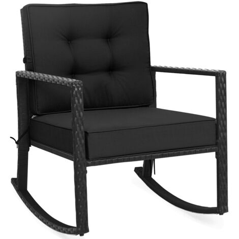 Steel Spring Rocker Chair Wicker Outdoor Wicker Furniture Rocking Chair Metal Frame Patio Rattan Rocker ...