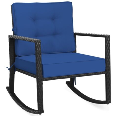 Steel Spring Rocker Chair Wicker Outdoor Wicker Furniture Rocking Chair Metal Frame Patio Rattan Rocker ...