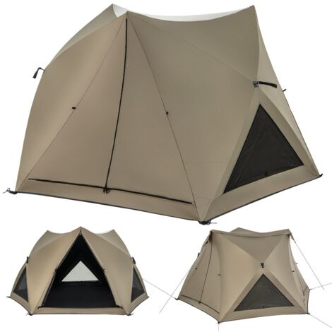 4-6 People Pop-up Camping Tent 6-Sided Family Tent Portable Hiking Tent
