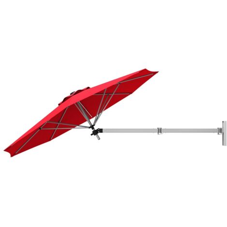 Wall-Mounted Umbrella Water-proof Cantilever Parasols Tilting Sunshade Umbrella w/ Adjustable Pole