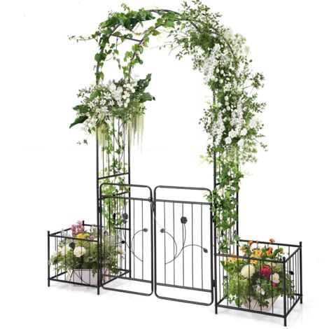 Metal Garden Arbor Outdoor 220cm Arch Trellis Heavy-Duty Archway (1/5)