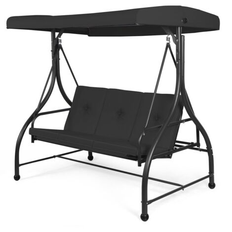 Garden Patio Swing Chair 3 Seater Hammock Bench Convertible Canopy Cushion Seats (1/5)