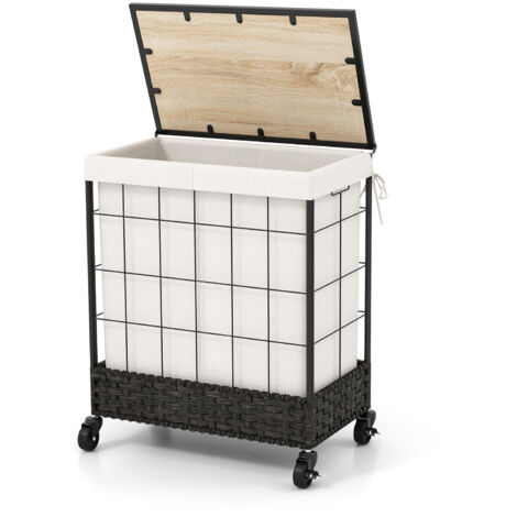 Laundry Hamper 130L Large Capacity Handwoven Rattan Laundry Basket with Lid (1/5)