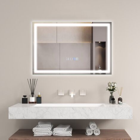 60 x 40 CM LED Bathroom Mirror Wall Mounted Rectangle Mirror with 3-Color Dimmable Lights