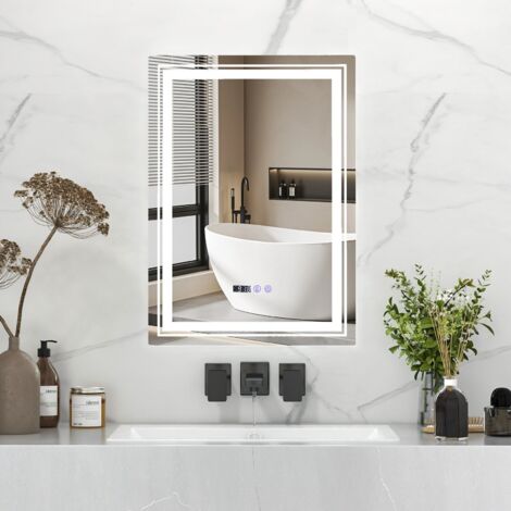 Bathroom Led Vanity Mirror Dimmable Vanity Wall Mirror with 3 Colors 3000-6500K Anti-Fog