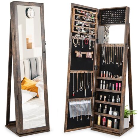3-in-1 Jewelry Cabinet Full-Length Mirrored Jewelry Armoire Storage Organizer
