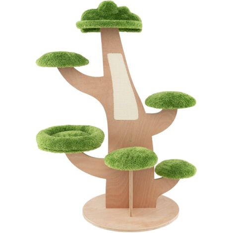 128 cm Pine Shape Cat Tree Indoor Cute Multi-level Cat Tower with Perch