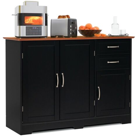 Buffet Cabinet Kitchen Modern Storage Cabinet Adjustable Shelf-Black (1/5)