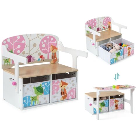 3-in-1 Kids Convertible Activity Bench Kids Table Chair Set Toddlers Toy Storage (1/5)