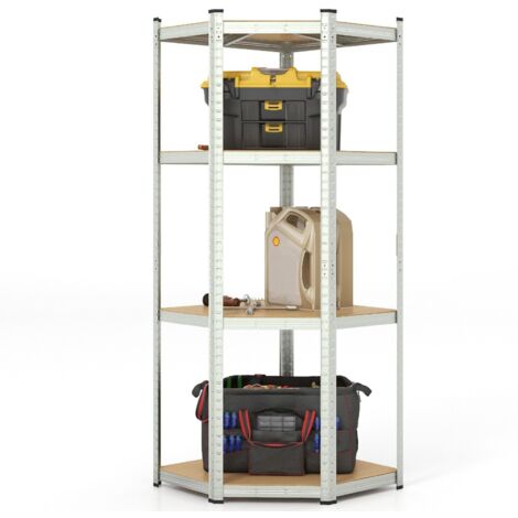 4-Tier Corner Shelving Unit Adjustable Garage Storage Utility Rack