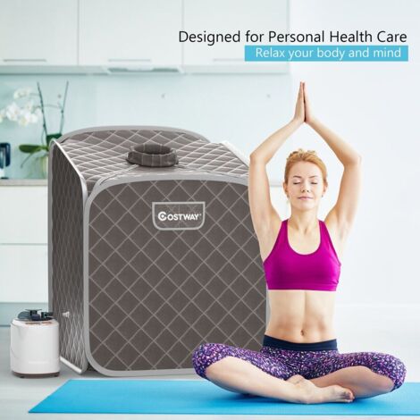 Foldable Steam sauna Spa Box Home Personal Sauna Tent W/Remote Control-Grey (1/5)