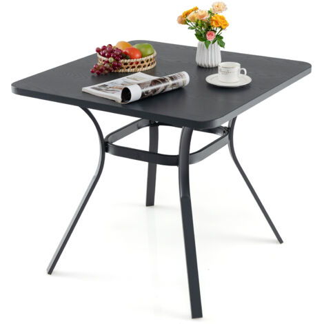 80cm Patio Dining Table Outdoor Metal Square Table w/ 4 Curved Legs (1/5)