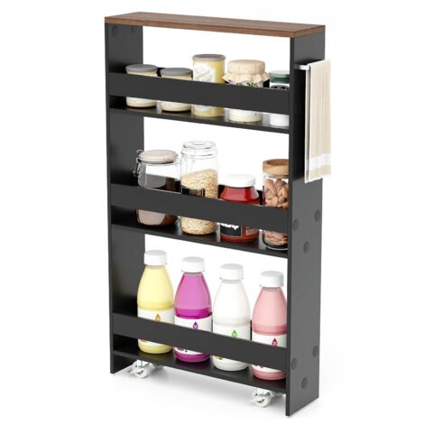 3-tier Slim Storage Cart Narrow Rolling Kitchen Serving Cart w/ Open Shelves