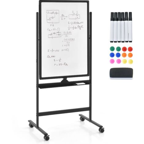Double-Sided Magnetic Mobile Whiteboard Adjustable Rolling Erase Board W/ Marker (1/5)