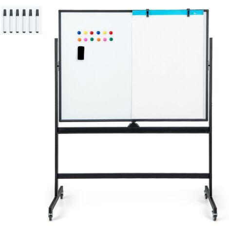Double Sided Magnetic Whiteboard Adjustable Mobile Revolving Board with Magnets (1/5)