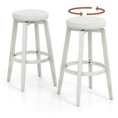 Set of 2 Bar Stools Kitchen Upholstered Counter Height Chair 360 °Swivel 76cm (1/5)